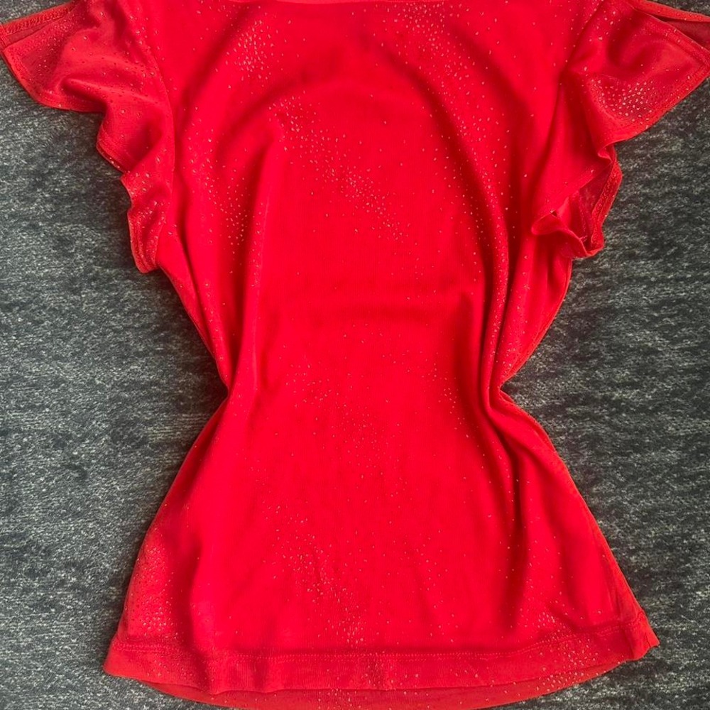 Vintage y2k Red sparkly flutter sleeve top